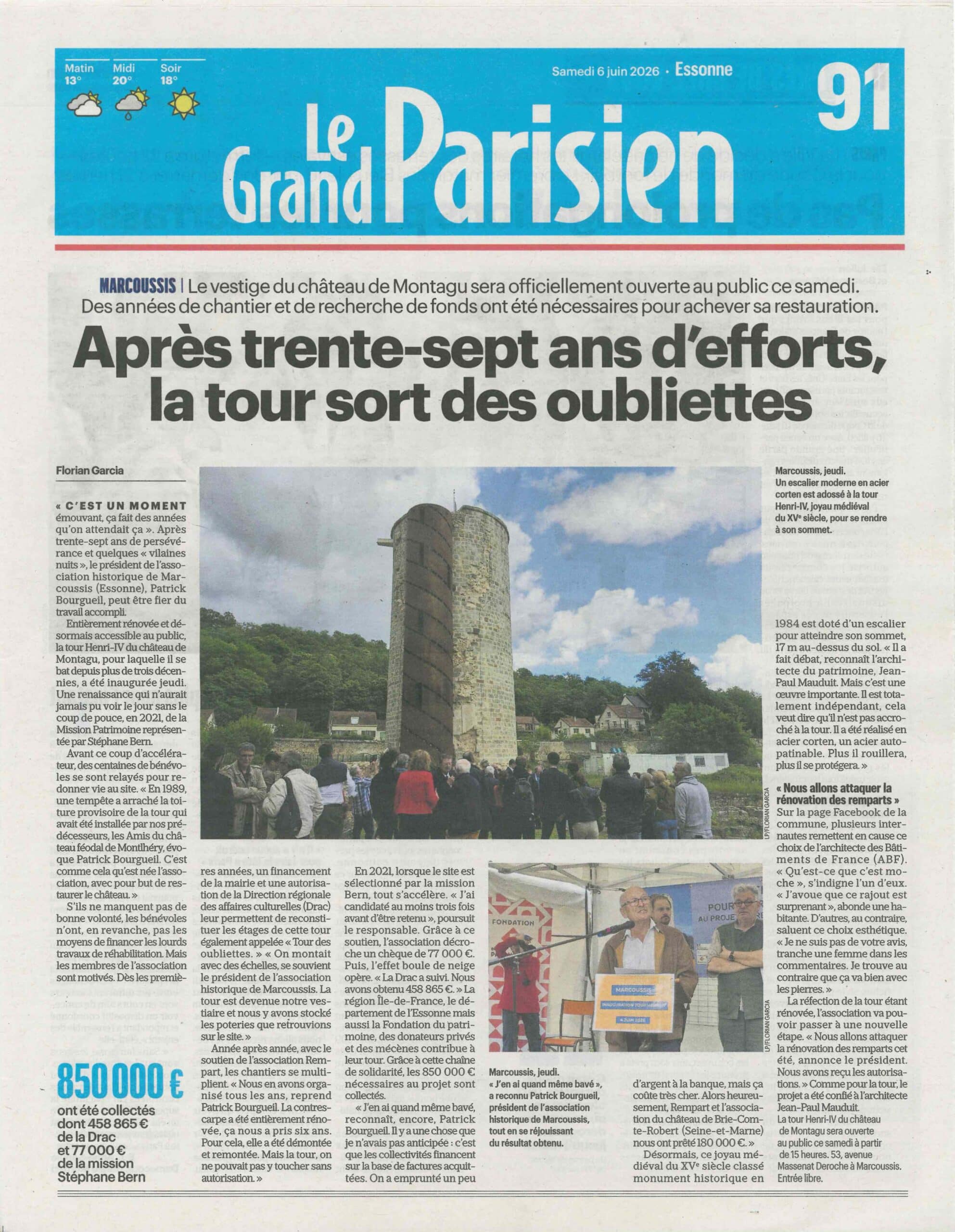 Le Parisien – Restauration de la Tour Henri IV